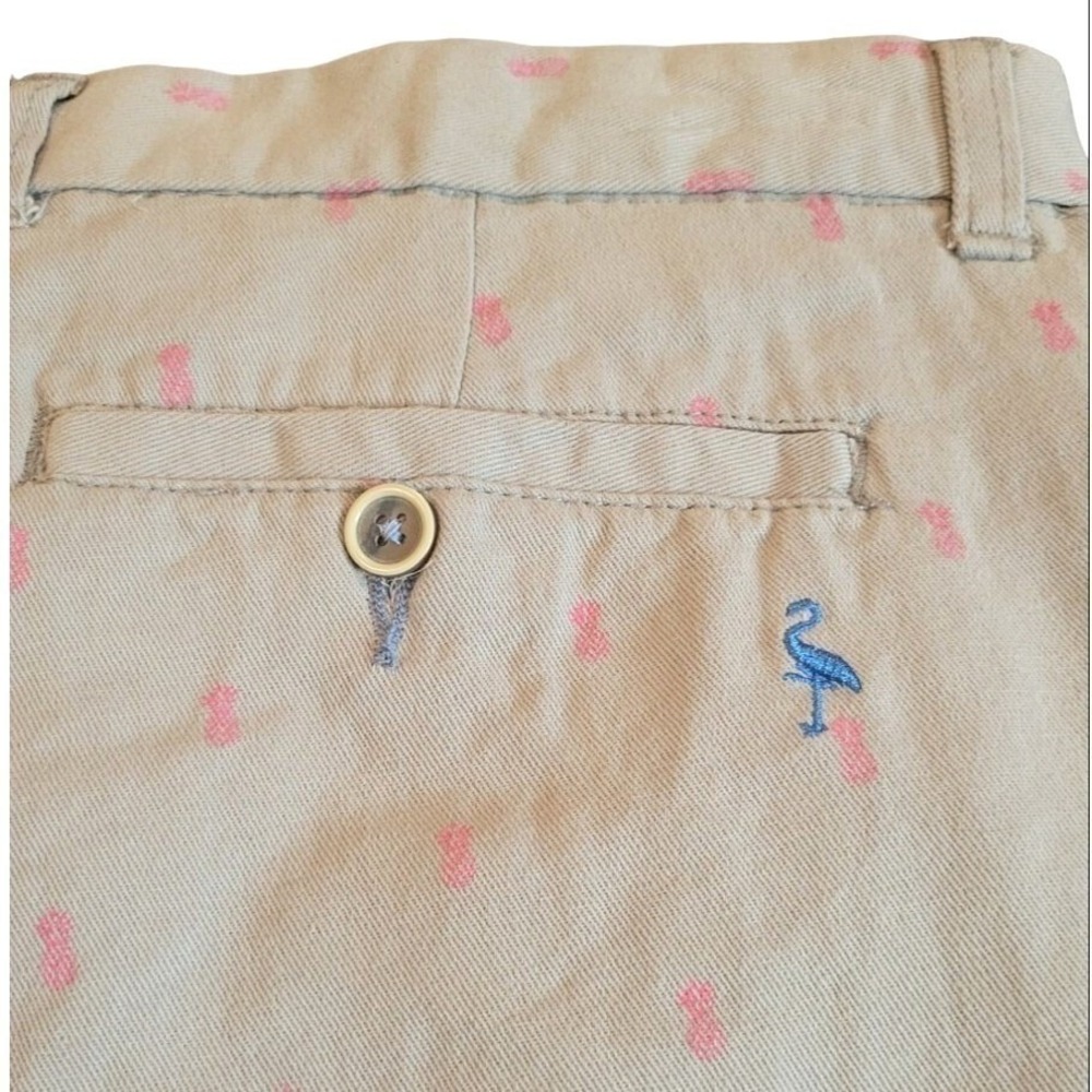 TailorByrd Chino Shorts Mens 36 Tan Cotton Pineapple Embroidered Classic Coastal - Picture 5 of 6